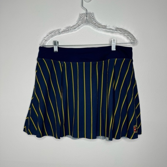 Nike Dri Fit Club Blue Yellow Stripe Tennis Skort NWT Xl - Picture 1 of 7